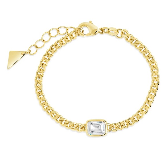 Sterling Forever 14K Gold Plated Harper Cubic Zirconia Chain Bracelet - Picture 1 of 11